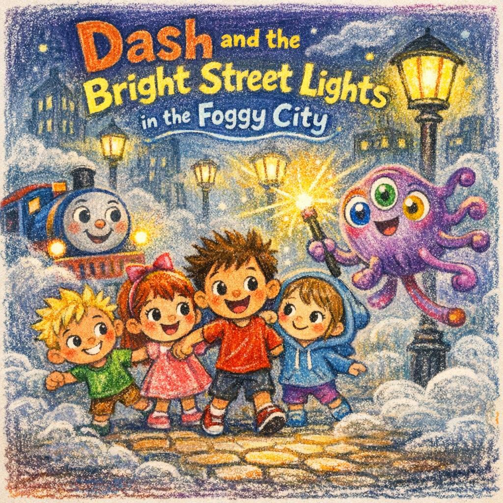 Dash and the Bright Street Lights in the Foggy City