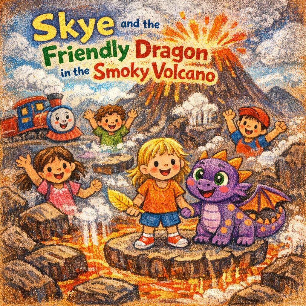 Skye and the Friendly Dragon in the Smoky Volcano