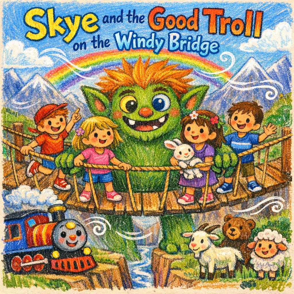 Skye and the Good Troll on the Windy Bridge