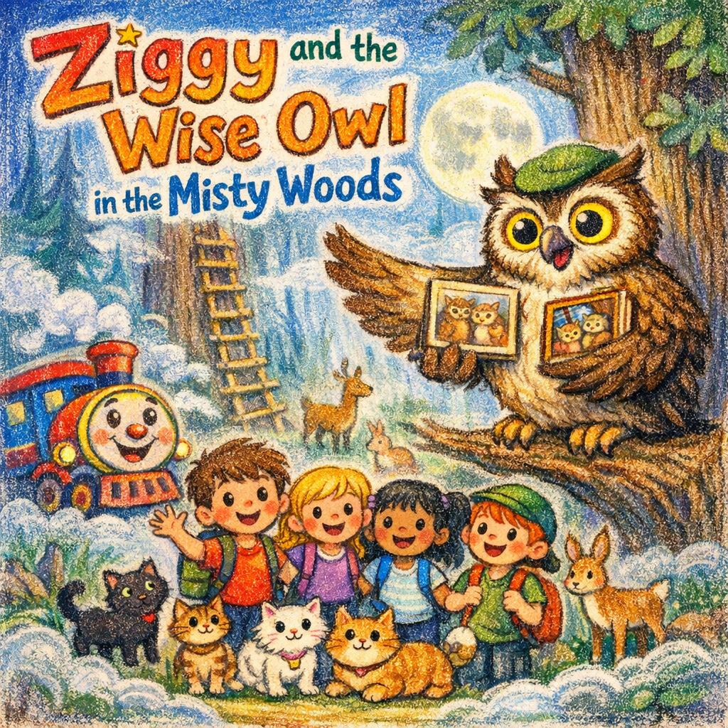 Ziggy and the Wise Owl in the Misty Woods