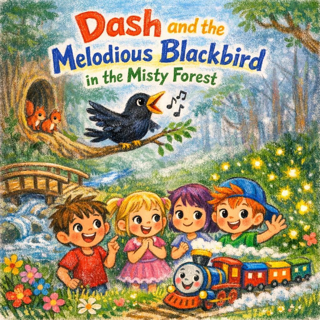 Dash and the Melodious Blackbird in the Misty Forest